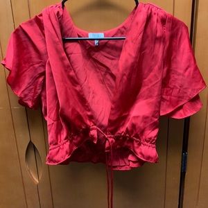 red deep plunge crop top